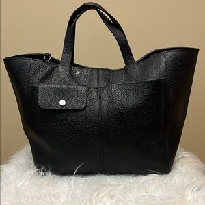 Treasure and bond Chic Black Textured Tote Bag